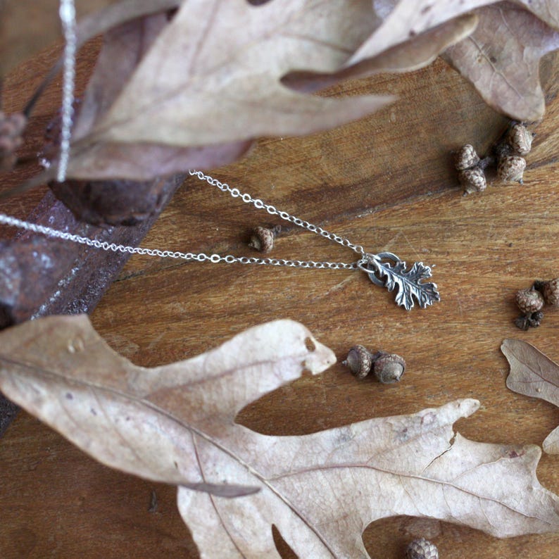 Silver Oak Leaf Charm, Oakleaf Pendant, Forest Jewelry image 3