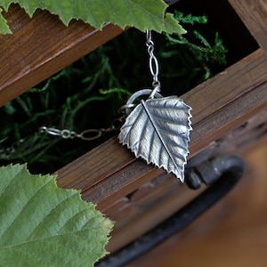 Silver Birch Leaf Necklace: Hand Sculpted Fine Silver Pendant