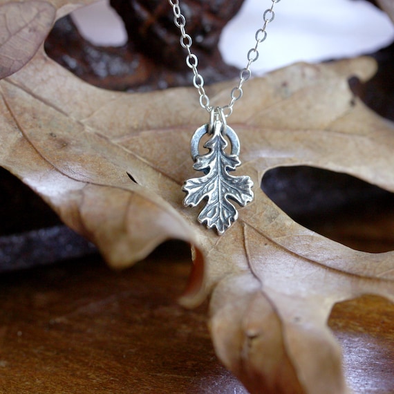Silver Oak Leaf Charm, Oakleaf Pendant, Forest Jewelry