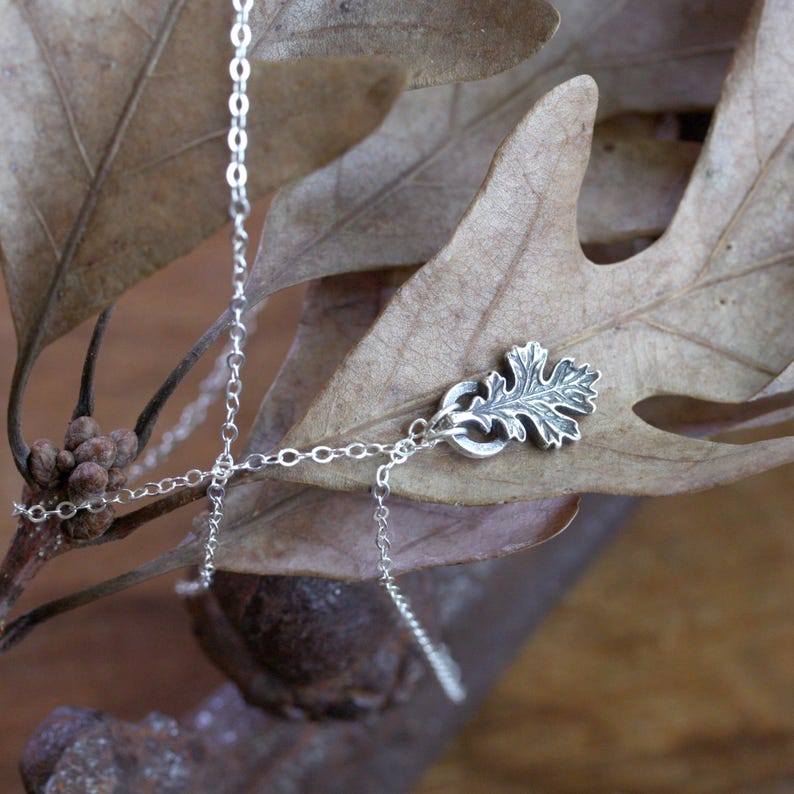 Silver Oak Leaf Charm, Oakleaf Pendant, Forest Jewelry image 2