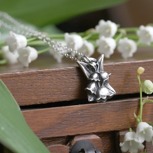 Lily of the Valley Charm, Silver Springtime Necklace, May Flowers Pendant, Spring Jewelry, Gift for Garden Lover