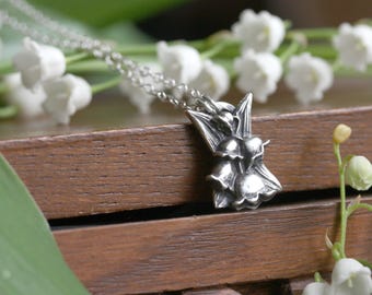 Fine Silver Lily of the Valley Necklace, Spring Jewelry, May Birth Flower Gift