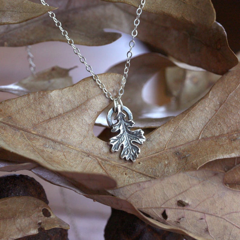 Silver Oak Leaf Charm, Oakleaf Pendant, Forest Jewelry image 4