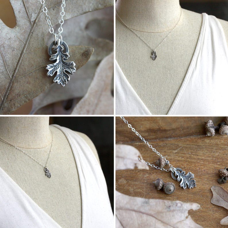 Silver Oak Leaf Charm, Oakleaf Pendant, Forest Jewelry image 9