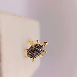 Unique Diamond Silver Ring, Pave Diamond Sea Turtle Silver Ring, Animal Ring, Stacking Ring, Handmade Diamond Ring, Anniversary Gift for Her
