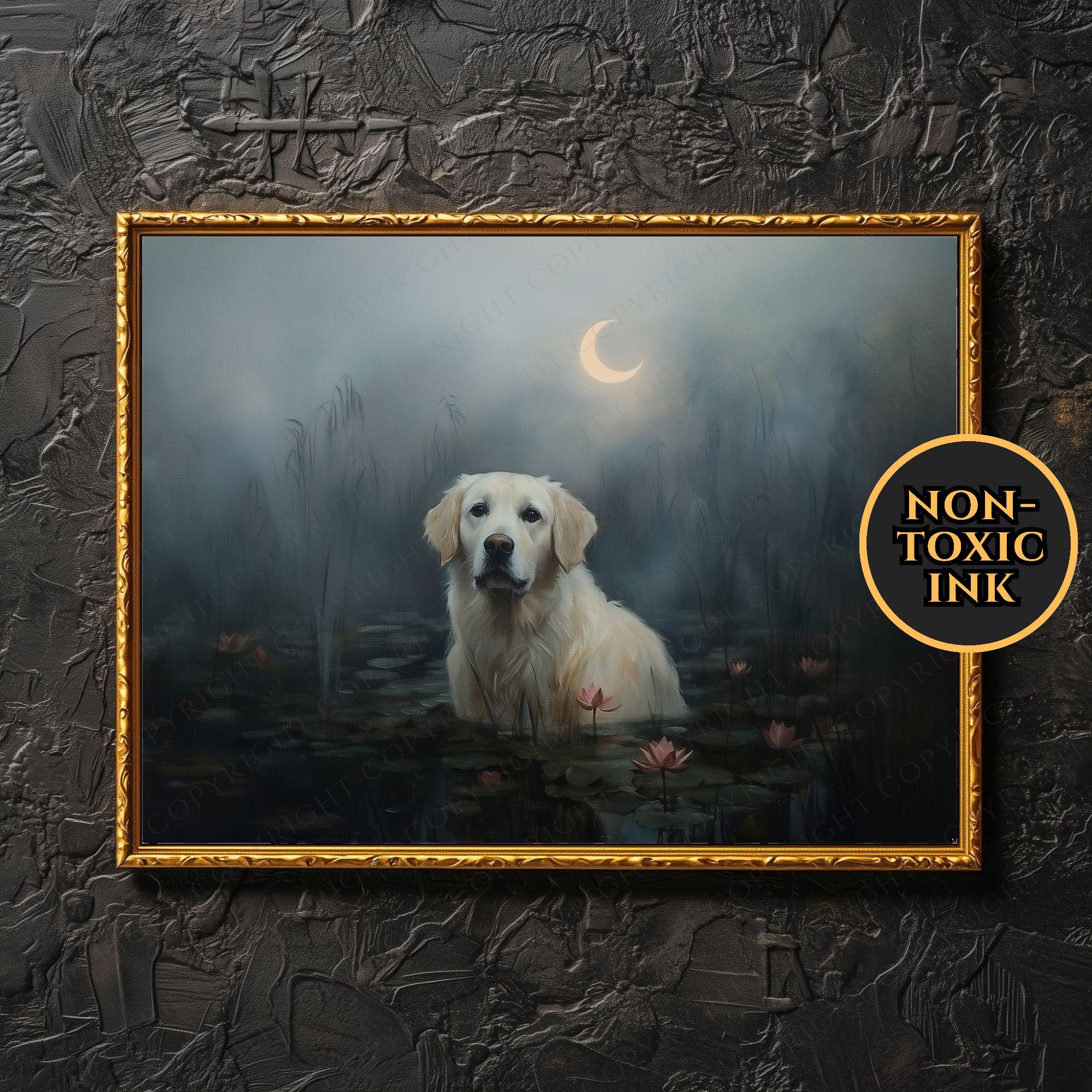 Horizontal Golden Retriever Wall Art <3 white golden retriever canvas painting english cream golden retriever artwork dog memorial keepsake