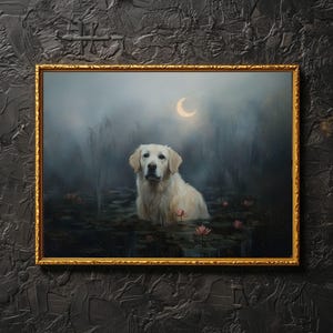 Horizontaler Golden Retriever, Einzelstück <3 // weißer Golden Retriever auf Leinwand, cremefarbener Golden Retriever