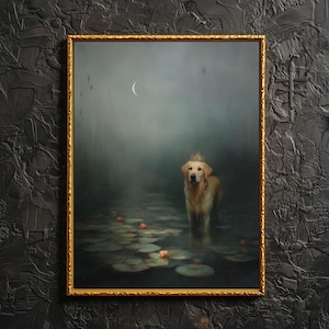 Impressão de arte de parede Golden Retriever <3 // arte de golden retriever, pôster de pintura de golden retriever, cartão memorial de golden retriever para presente