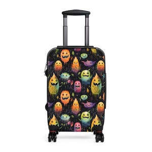 Bunter Monster-Koffer - lustiges Reisegepäck für Kinder, einzigartige Handgepäck, ideal für Urlaub, Halloween-Reisen, Abenteuerausrüstung