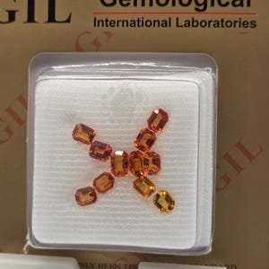 6.08ct Parcel of Natural Orange & Yellow Sapphires – GIL Certified (Octagon Cut, Heat Treated)