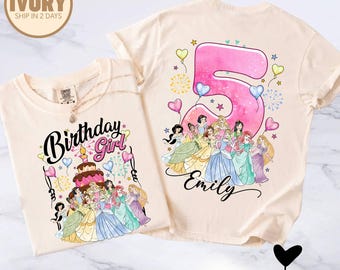 Comfort Colors Princess Birthday Girl Shirt, Custom Birthday Girl Family Matching Tee, Princess Shirt, Birthday Party, Birthday Gift