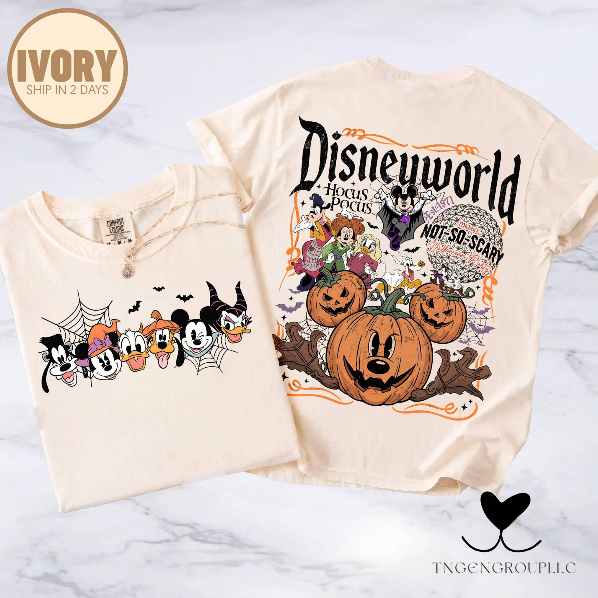 Two-sided Disneyworld Est.1971 Halloween Shirt,Comfort Colors Not So Scary Mickey And Friends Tee, Halloween Matching, Disneyland Halloween