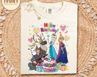Princess Anna & Elsa Birthday Shirt, Custom Frozen Birthday Girl Shirt, Disneyland Family Matching Birthday Tee, Birthday Party Tee