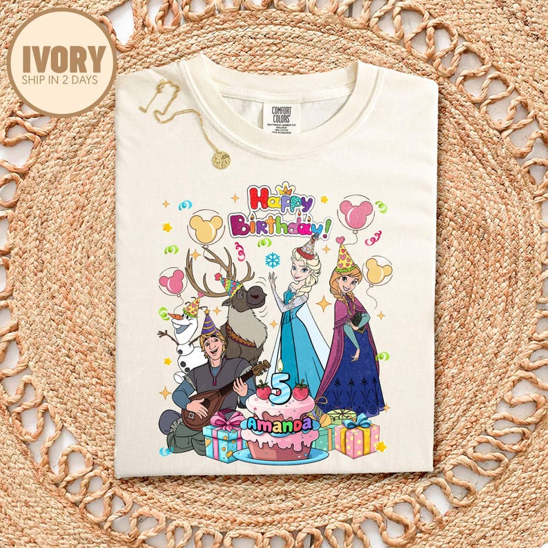 Princess Anna & Elsa Birthday Shirt, Custom Frozen Birthday Girl Shirt, Disneyland Family Matching Birthday Tee, Birthday Party Tee immagine 1