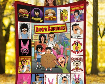 Bob’s Burgers Fleece Blanket, Bob’s Burgers Family Throw Blanket For Bed Sofa, 2025 Christmas Gifts,Bob Belcher Tina Belcher The Real Burger