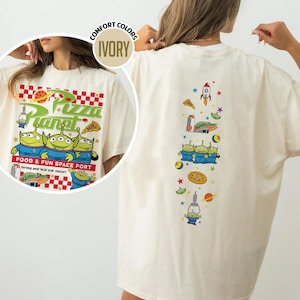2-sided Vintage Pizza Planet Toy Story Comfort Shirt, Aliens Pizza planet Tee, WDW Disneyland Toy Story land trip shirt, Pizza lover Tee Bild 1