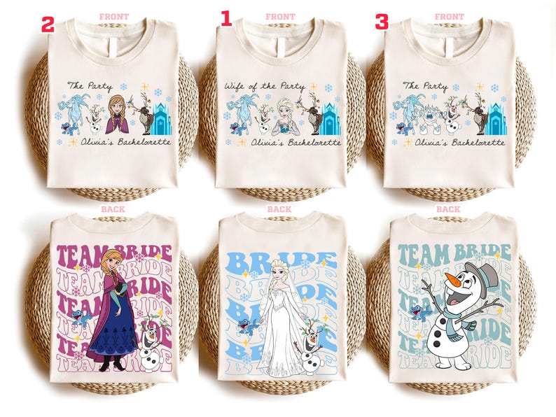 Camiseta de Elsa Frozen para despedida de soltera en Disneyland, camiseta de Elsa Anna Olaf para despedida de soltera, camiseta del escuadrón de la Reina de Hielo, camiseta a juego para el viaje de la novia de cuento de hadas imagen 1