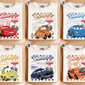 Disneyland Cars Shirt, Checkered Lightning McQueen Shirt, Cars Sally Shirt, DisneyFamily Trip Shirts, Disneyland Vacation Tee, Tow Mater image 1