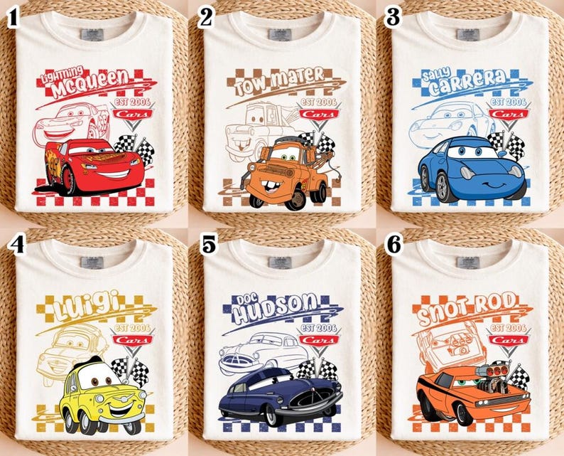 Disneyland Cars Shirt, Checkered Lightning McQueen Shirt, Cars Sally Shirt, DisneyFamily Trip Shirts, Disneyland Vacation Tee, Tow Mater image 1