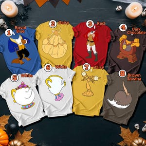 Beauty And The Beast Matching Family Halloween Costume Shirts, Group Cosplay Shirt Halloween Belle, Disneyland Costume Shirt