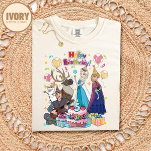 Princess Anna & Elsa Birthday Shirt, Custom Frozen Birthday Girl Shirt, Disneyland Family Matching Birthday Tee, Birthday Party Tee immagine 3