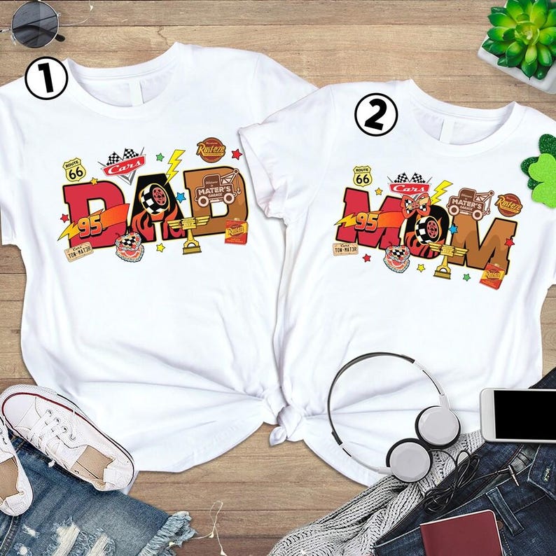 Custom Disneyland Cars Pit Crew Shirt, McQueen Mater Dad Mom T-Shirt, Disneyland Family Birthday Matching Shirt, Racing Cars Squad Shirt image 1