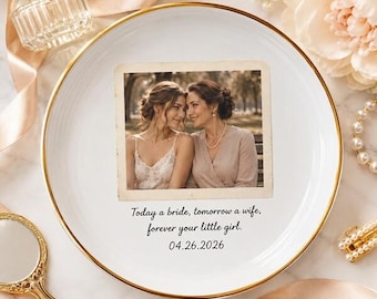 Custom Photo Mother Of The Bride Jewelry Dish, Wedding Ring Dish, Photo Gifts for Mom Wedding Day, Custom Jewelry Tray for Mom, MOB Gifts