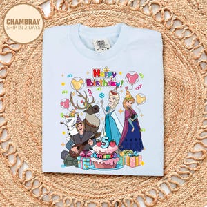 Princess Anna & Elsa Birthday Shirt, Custom Frozen Birthday Girl Shirt, Disneyland Family Matching Birthday Tee, Birthday Party Tee immagine 4