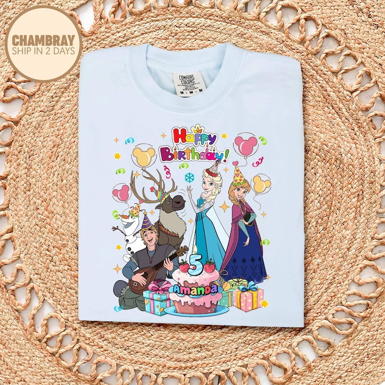 Princess Anna & Elsa Birthday Shirt, Custom Frozen Birthday Girl Shirt, Disneyland Family Matching Birthday Tee, Birthday Party Tee immagine 2