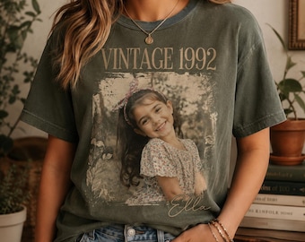 Personalized Childhood Picture Tee, Your Photo Shirt, Custom Vintage 90s Photo Shirt, Custom Gift For Her For Him, Vintage Family Photo Tee