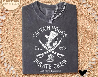 Comfort Colors Villains Captain Hook Pirate Crew Est 1953 Logo Shirt, Peter Pan T-shirt, Magic Kingdom, Family Matching Tee