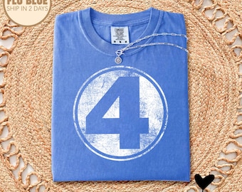 Comfort Colors Fantastic Four Number 4 Distressed Logo Shirt, Fantastic Four First Steps Shirt, Superhero Movie Gifts, F4 Lovers Tee