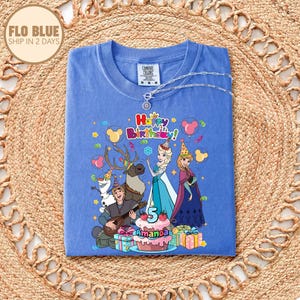 Princess Anna & Elsa Birthday Shirt, Custom Frozen Birthday Girl Shirt, Disneyland Family Matching Birthday Tee, Birthday Party Tee immagine 5