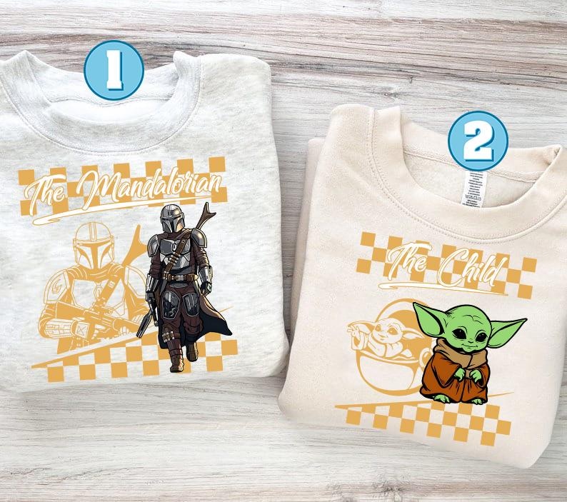 Camiseta Dadalorian, camiseta a juego de papá y bebé mandaloriano, sudadera de StarWars de papá y el niño, camiseta de Mandalorian y Baby Yoda imagen 1