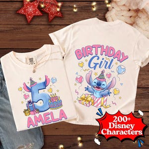 Birthday Girl Shirt, Personalized Birthday Shirt, Stitch Birthday Sweatshirt, Custom Stitch Birthday Shirt, WDW Family Vacation Tee imagem 1