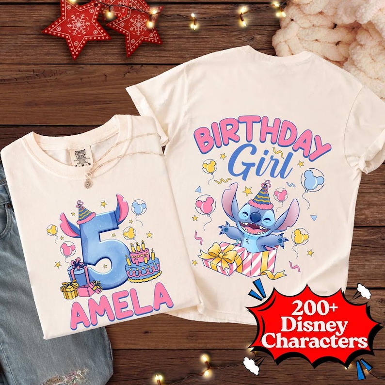 Birthday Girl Shirt, Personalized Birthday Shirt, Stitch Birthday Sweatshirt, Custom Stitch Birthday Shirt, WDW Family Vacation Tee imagem 1