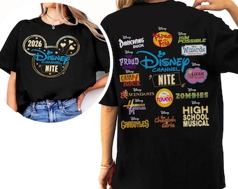 Camiseta de doble cara de DisneyChannel Nite 2026, camiseta de High School Musical Hannah Montana Lizzie McGuire, películas de DisneyChannel, camiseta para fans de DisneyChannel