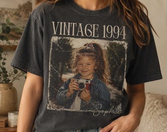 Custom Vintage 90s Photo Shirt, Personalized Childhood Picture Tee, Your Photo Shirt, Custom Gift For Her For Him, Vintage Family Photo Tee