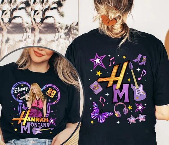 2-Sided Hannah Montana 20Th Anniversary Shirt, Hannah Montana Tee, DisneyChannel Pop Star Tee, Magic Kingdom, Disneyland Family Trip