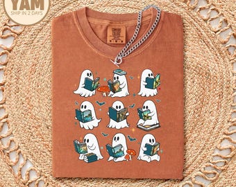 Comfort Colors Ghost Reading Book Percy Jackson And The Olympians Shirt Gift For Book Lover, Spooky, Halloween Party, Camp Half Blood Shirt