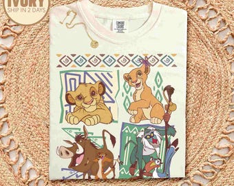 Comfort Colors Retro The Lion King Group Characters Shirt, Mufasa Simba Timon Pumbaa Shirt, Family Matching Tshirt, Vacation Trip Outfit