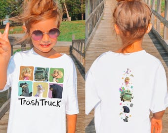 Trash Truck Funny Characters Shirt, Trash Truck Birthday Shirt, Trash Truck Family Theme, Birthday Boy Girl Gift, Family Matching Tee Gift