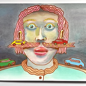 Original watercolor painting of Mustache - handmade art by KOLYAS
