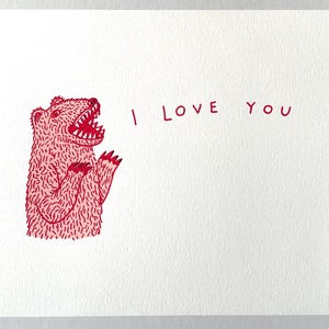 Original stencil image of Bear in love - handmade by KOLYAS
