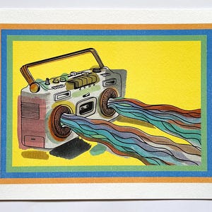 Impresión A4 a partir de acuarela original dibujada a mano - Boombox de KOLYAS
