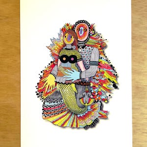 Stampa A3 dal disegno originale di Creature marine di KOLYAS. Stampato su carta da 300 g. Consegna in tubo di cartone.
