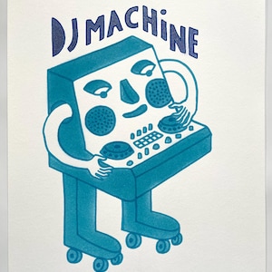 Immagine stencil originale A3 di DJ Machine - realizzata a mano da KOLYAS