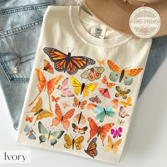 Vintage Butterfly Shirt, Butterfly Graphic Tee, Cottagecore Nature Lover T-Shirt, Comfort Colors Butterfly Tee, Trendy Summer Shirt