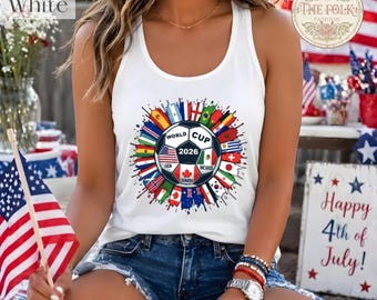 Débardeur Coupe du monde 2026, chemise de drapeaux de football rétro, t-shirt de football États-Unis, Mexique Canada, débardeur graphique Blockcore, sans manches sport d'été