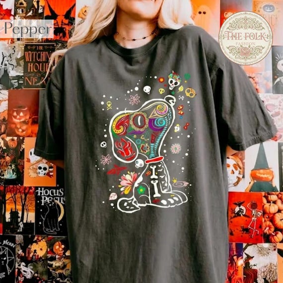 Spooky Dog Halloween Shirt, Day of the Dead Sugar Skull Tee, Snoopy Halloween Tshirt, Comfort Colors Halloween Top, Cute Skeleton Dog Tee